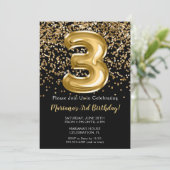 Black Gold Kinder Girl 3e verjaardag Kaart (Staand voorkant)