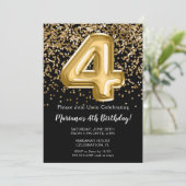 Black Gold Kinder Girl 4e verjaardag Kaart (Staand voorkant)