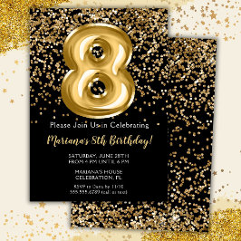 Black Gold Kinder Girl 8e verjaardag Kaart