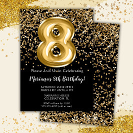 Black Gold Kinder Girl 8e verjaardag Kaart