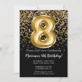 Black Gold Kinder Girl 8e verjaardag Kaart (Voorkant)