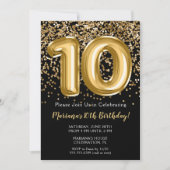 Black Gold Kinder meisje 10e verjaardag Kaart (Voorkant)