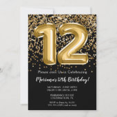 Black Gold Kinder meisje 12e verjaardag Kaart (Voorkant)