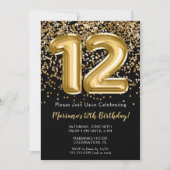 Black Gold Kinder meisje 12e verjaardag Kaart (Voorkant)