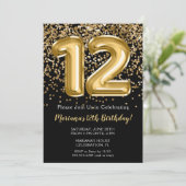 Black Gold Kinder meisje 12e verjaardag Kaart (Staand voorkant)