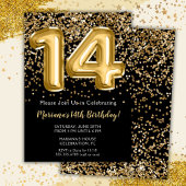 Black Gold Kinder meisje 14e verjaardag Kaart