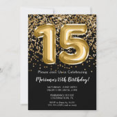 Black Gold Kinder meisje 15e verjaardag Kaart (Voorkant)
