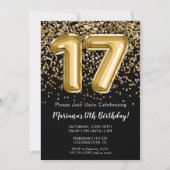 Black Gold Kinder meisje 17th Birthday Party Kaart (Voorkant)