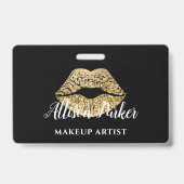 Black Gold Kiss Lips Makeup Artist Badge (Achterkant)