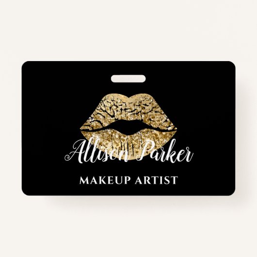 Black Gold Kiss Lips Makeup Artist Badge (Achterkant)