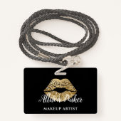 Black Gold Kiss Lips Makeup Artist Badge (Achterkant met draagriem)