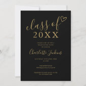 Black Gold Klasse van Script Heart Graduation Part Kaart (Voorkant)