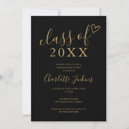 Black Gold Klasse van Script Heart Graduation Part Kaart