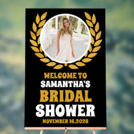 Black Gold Krans Foto Vrijgezellenfeest Welkom Acryl Bord