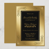 Black Gold  Lace Border Brunch en Bubble Kaart (Voorkant / Achterkant)