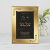 Black Gold Lace Border High Tea Vrijgezellenfeest Kaart (Staand voorkant)