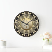 Black Gold Lace Mandala Balance Yin Yang Wall Cloc Grote Klok (Huis)