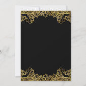 Black & Gold Lace Masquerade 15th Quinceañera Kaart (Achterkant)