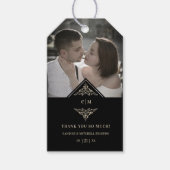 Black Gold Lace Romantic Couple Wedding Thanks Cadeaulabel (Voorkant)