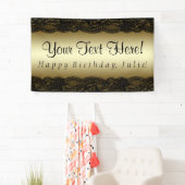 Black Gold Lace Verjaardagsfeestje Spandoek (Insitu)