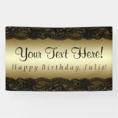 Black Gold Lace Verjaardagsfeestje Spandoek (Horizontaal)