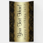 Black Gold Lace Verjaardagsfeestje Spandoek (Verticaal)