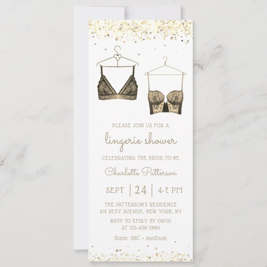 Black Gold Lace Waterverf Lingerie Vrijgezellenfee Kaart (Voorkant)