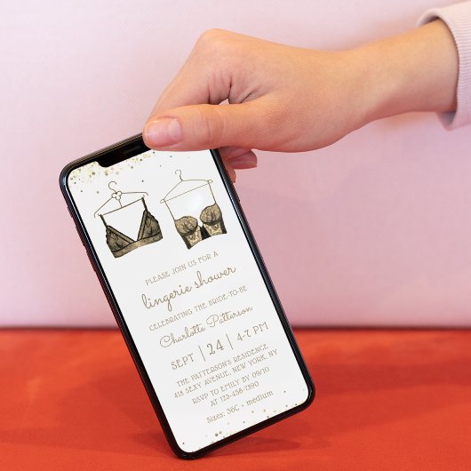 Black Gold Lace Waterverf Lingerie Vrijgezellenfee Kaart