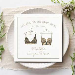 Black Gold Lace Waterverf Lingerie Vrijgezellenfee Servet