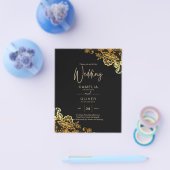 Black Gold Lace Wedding Invitations Flyer (Enkel)