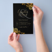 Black Gold Lace Wedding Invitations Flyer (Hand)
