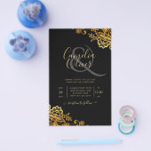 Black Gold Lace Wedding Invitations Flyer (Enkel)