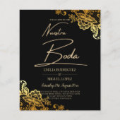 Black Gold Lace Wedding-uitnodigingen (Voorkant)
