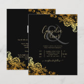 Black Gold Lace Wedding-uitnodigingen (Voorkant / Achterkant)