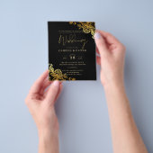 Black Gold Lace Wedding-uitnodigingen Flyer (Hand)