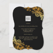 Black Gold Lace Wedding-uitnodigingen Kaart (Achterkant)