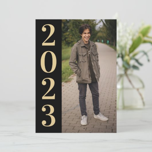 Black Gold Large Number 2022 Afstudeerder Open Hou Kaart (Staand voorkant)