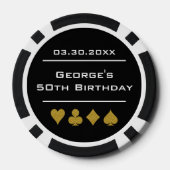 Black & Gold Las Vegas Casino Poker Chip Birthday (Achterkant)