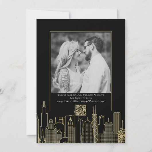Black Gold Las Vegas Skyline Elegant Save the Date Kaart (Achterkant)