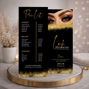 Black & Gold Lash Tech Prijslijst Luxe Schoonhei Reclamekaart