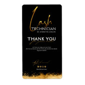 Black & Gold Lash Tech Seal Label | Luxe Schoonhei (Voorkant)