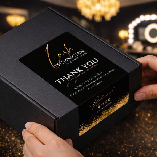 Black & Gold Lash Tech Seal Label | Luxury Beauty 