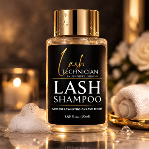 Black & Gold Lash Tech Shampoo Sticker   Luxe