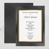BLACK GOLD LAYERED EMBOSSED WEDDING 2 INVITATION KAART (Voorkant / Achterkant)