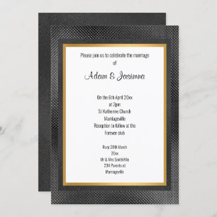 BLACK GOLD LAYERED EMBOSSED WEDDING 2 INVITATION KAART
