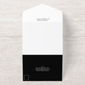 Black Gold Leaf Adorned Shield Monogram Wedding All In One Uitnodiging (Buiten)