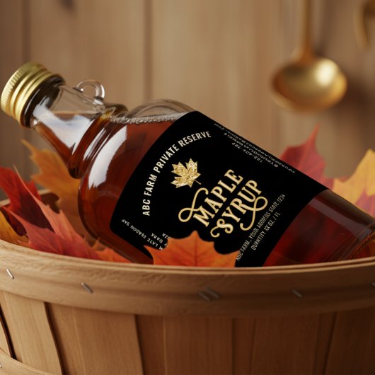 Black & Gold Leaf Private Reserve Maple Syrup Likeurfles Etiket