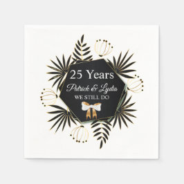 Black & Gold Leafy 25th Jubileum - Ik doe het nog Servet