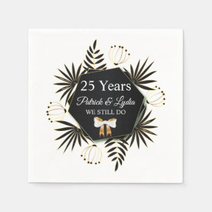 Black & Gold Leafy 25th Jubileum - Ik doe het nog  Servet