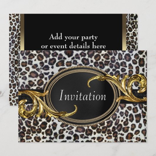 Black Gold Leopard All Occasion Party Kaart (Voorkant / Achterkant)